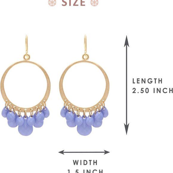 Boho Chic Collection of Multi-Bead Tassel & Circle Hoop Dangle Drop Earrings for - Picture 4 of 6